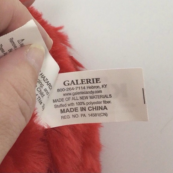 Galerie Hershey's Kisses Red Bear 9" Plush Brown Ribbon Stuffed Animal Toy - Picture 6 of 7